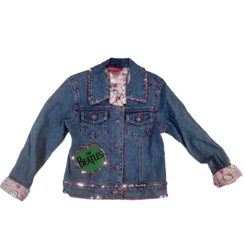 Hello Kitty rhinestone denim jean jacket SIZE 4
